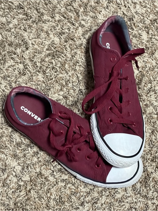 Converse Shoes - Converse All Star Low Top Sneakers in Maroon and White